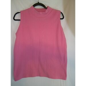 Vintage Stratosphere‎ Women's Pink Ribbed Mock Neck Sleeveless Knit Top
